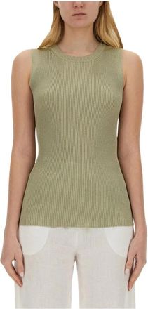 Fabiana Filippi Ribgebreide Top zonder Mouwen - Dames - Tops zonder mouwen - Groen - L - Tops