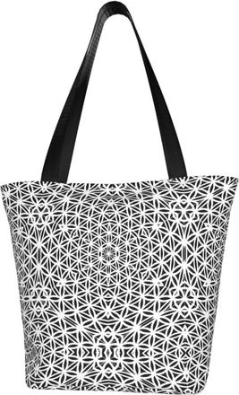 AOOEDM White Black Psychedelic Kaleidoscope Tote Bag Women Capacity Shoulder Grocery Shopping Bags