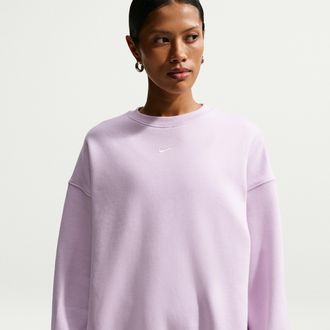 Nike Womens Studio Fleece Medium Weight Oversized Crew in Purple | IM8082-583