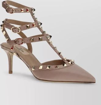 Valentino Garavani leather rockstud ankle strap pumps