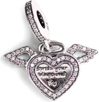 Pandora Heart and Angel Wings Dangle Charm