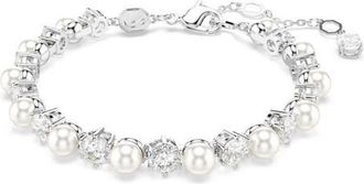 Swarovski Matrix Crystal & Faux Pearl Tennis Bracelet in White/Silver at Nordstrom, Size Medium