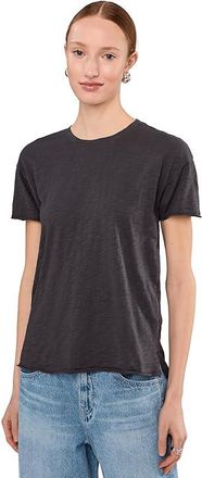 Mod-o-doc Short Sleeve Step Hem Crew Neck Short Sleeve T-Shirts Womens Clothing Washed Ebony : LG (US 12-14), Cotton