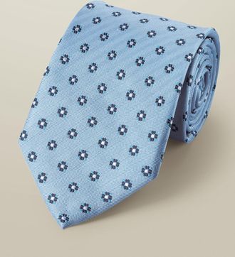 CHARLES TYRWHITT Medallion Silk Tie - Light Blue Size OSFA by Charles Tyrwhitt
