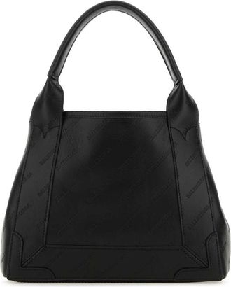Balenciaga Black Leather Cabas Navy Xs Handbag