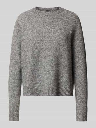 HUGO BOSS Regular Fit Strickpullover aus Alpaka-Mix Modell FEBISAN in Hellgrau Melange, Größe XXL