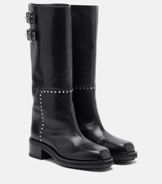 Jimmy Choo London Brooklyn leather biker boots