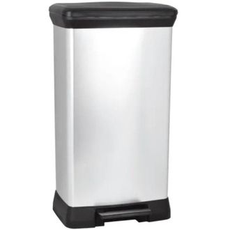 Curver Curver - Papelera De Pedal Deco Bin 50l, 39 X 29 X 73 Cm, Plateada (187177)