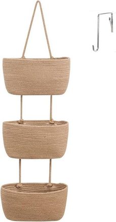 No Brand Organizador De Pared De 3 Niveles - Organizador Colgante De Lino De Primera Calidad - Cuerda De Algod&oacute;n - Bolsa De Almacenamiento Espaciosa Para Dormi