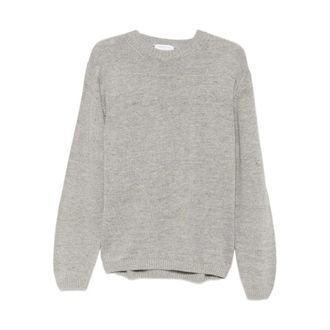 Daniele Fiesoli Round-neck Knitwear, male, Gray, Size: S Crew Neck Sweater