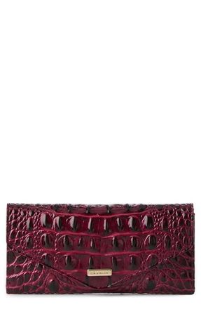 Brahmin Veronica Croc Embossed Leather Wallet in Cherry Lacquer at Nordstrom