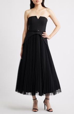Hutch Lilibet Strapless Mixed Media Gown in Black at Nordstrom Rack, Size 14