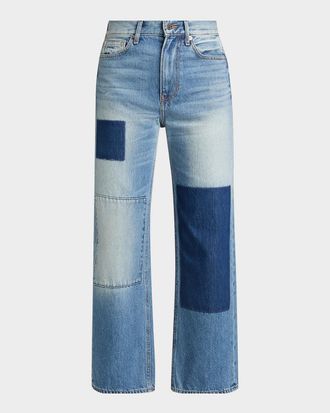 Veronica Beard Dylan Patchwork High-Rise Ankle Jeans