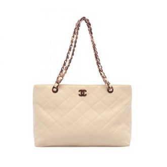 Chanel Beige Grained Calfskin Handbag Tote Bag (Pre-Owned)