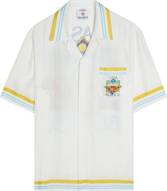 Casablanca Casablanca Tennis Landscape Printed Silk Shirt - Blue - XL