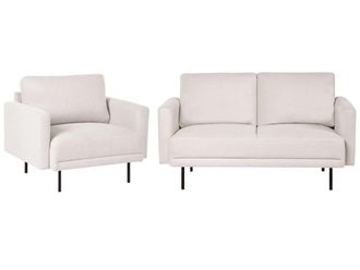 Beliani Conjunto de sof&aacute;s 3 personas de tejido beige