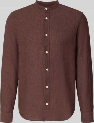 Only & Sons Slim Fit Freizeithemd aus Baumwoll-Leinen-Mix Modell CAIDEN in Mittelbraun, Gr&ouml;&szlig;e XXL