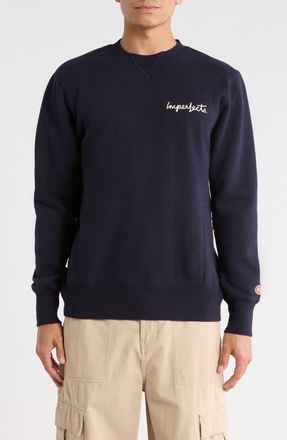 Imperfects Signature Crewneck Cotton Blend Fleece Sweatshirt in Dark Navy at Nordstrom, Size X-Large