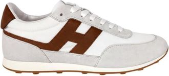 Hogan Logo-patch Suede-Panel Sneakers - Heren - Sneakers - Wit - 40 1/2 EU - Leer - Schoenen