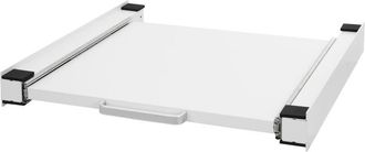 ML Design Ml-design - Bastidor Intermedio Con Estante Extra&iacute;ble De Acero 60 X 60 Cm Blanco Soporte De Conexi&oacute;n Para Lavadora Y Secadora Kit Intermedio Universal