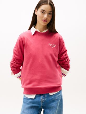 Tommy Jeans Sweatshirt TOMMY JEANS TJW REG ESS LOGO 1 CREW EXT, Damen, Gr. XXL (44), vintage cerise, Sweatware, Obermaterial: 100% Baumwolle, unifarben, regular f