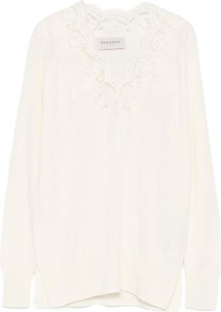 Ermanno Scervino Maglione con rifinitura in pizzo - Bianco