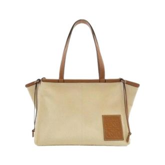 Loewe Pre-owned Cushion Tote Small Canvas Calf Tote Bag - Dames - Vintage Shopper - Beige - ONE Size - Leer - Vintage
