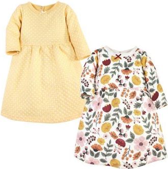 Hudson Baby Twin Pack Long-Sleeve Dress Bundle in Fall Botanical at Nordstrom, Size 12-18M