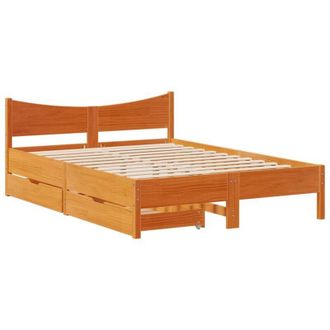 vidaXL Estructura Cama Con Cajones Madera Pino Marr&oacute;n Cera 160x200 Cm Vidaxl