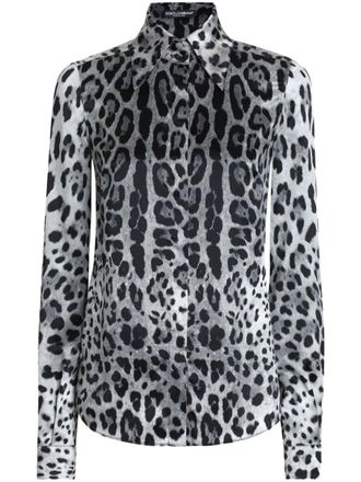 Dolce & Gabbana leopard-print blouse - women - Silk - 42 - Grey