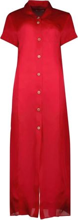 Khaite Effy Rode Jurk - Dames - Shirt Kleedjes - Rood - S - Katoen - Kleedjes