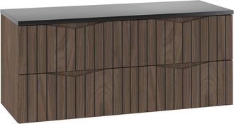 Petits Meubles Mueble bajo lavabo encimera estratificado marrón negro