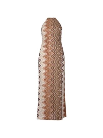 MC2 Saint Barth Wavy Pattern Sleeveless Maxi Dress with High Neckline