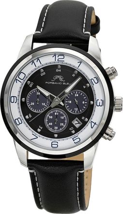 Porsamo Bleu Arthur Chronograph Leather Strap Watch, 44mm in Silver at Nordstrom Rack