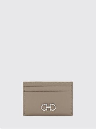 Ferragamo Gancini Calfskin Card Holder with Metallic Logo