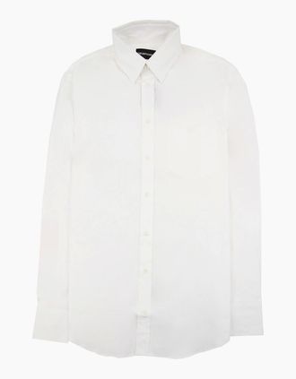 Emporio Armani Mens Emporio Armani Eagle Logo Front Pocket L/s Shirt White - Size: Regular/42