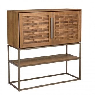 Macabane Aparador de madera de teca reciclada 2 puertas