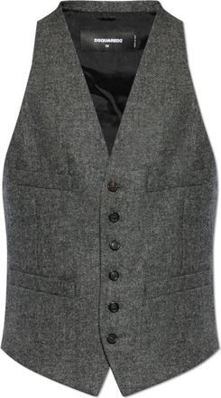 Dsquared2 Wool Vest - Heren - Bodywarmers - Grijs - XL - Wol - Jassen