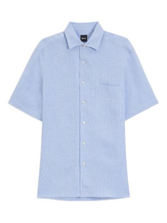 BOSS x David Beckham short-sleeve button-up shirt - men - Linen/Flax - 41 - Blue