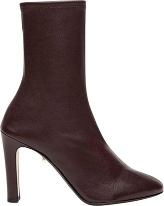 Alev&igrave; Stretch Nappa Enkellaarzen - Dames - Laarzen met Hak - Bruin - 37 EU - Leer - Schoenen