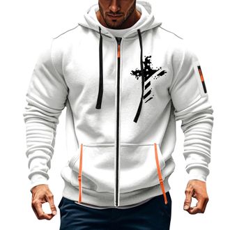 Generic Zip Hoodies For Men Uk Full Zip Military Jacket Hoodies Fashion Print Long Sleeve Tracksuit Tops Oversized Outdoor Workout Gym Sportwear Autumn Winter