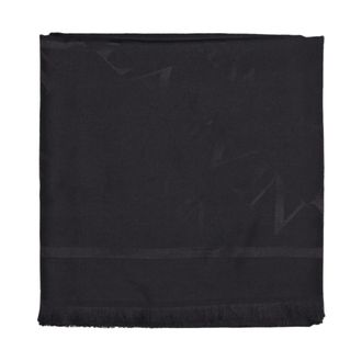 Lanvin Logo Print Wollen Zijden Sjaal - Dames - Zijden sjaals - Zwart - ONE Size - Wol - Accessoires
