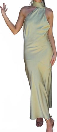 HYFVE Selene Satin Maxi Dress In Sage