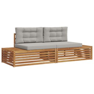 vidaXL Conjunto De Sof&aacute;s De Exterior Con Coj&iacute;n Gris Natural Y Claro Vidaxl