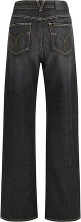 Versace Womens Black Cotton Straight-Leg Jeans Clothing