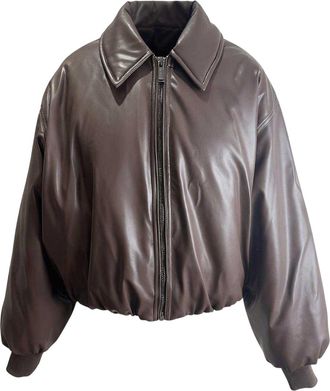 Kangol Bomberjack voor dames met effen geribde manchetten (Bruin)