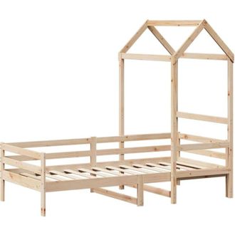 vidaXL Day Bed with Roof without Mattress 90x200 cm Solid Wood Vidaxl