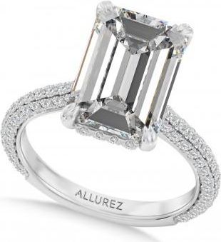 Allurez Emerald Lab Diamond Engagement Ring 14K White Gold (3.90ct)