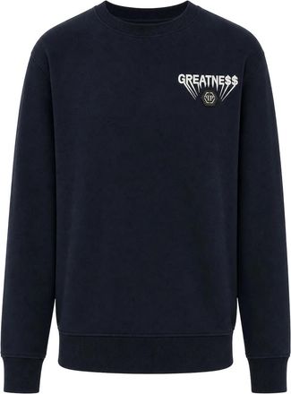 Philipp Plein Fleece Ronde Hals Sweatshirt Greatness - Heren - Sweatshirts - Blauw - 3XL - Katoen - Hoodies & sweatvesten