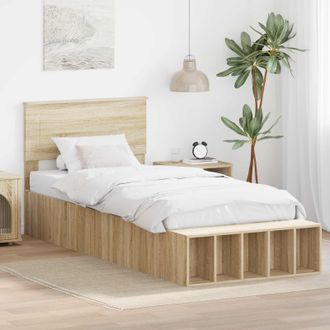 vidaXL Estructura De Cama Con Estante Manual Roble Sonoma 75 X 190 Cm Vidaxl